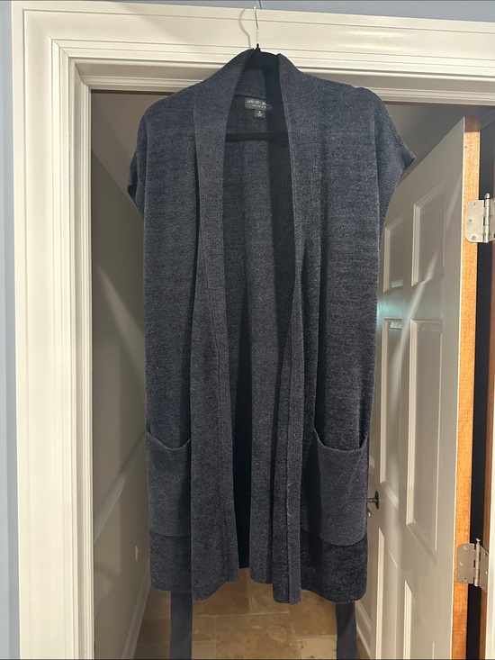 Barefoot Dreams Sweaters - Barefoot Dreams Charcoal Open-Front Long Knit Vest